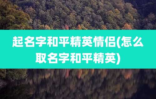 起名字和平精英情侣(怎么取名字和平精英)