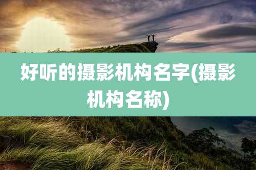 好听的摄影机构名字(摄影机构名称)