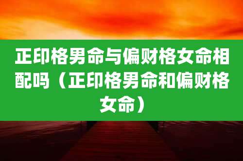 正印格男命与偏财格女命相配吗（正印格男命和偏财格女命）