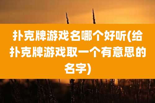 扑克牌游戏名哪个好听(给扑克牌游戏取一个有意思的名字)