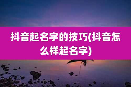 抖音起名字的技巧(抖音怎么样起名字)