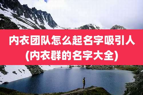 内衣团队怎么起名字吸引人(内衣群的名字大全)