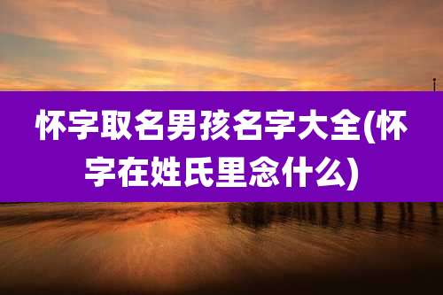 怀字取名男孩名字大全(怀字在姓氏里念什么)