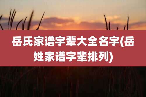 岳氏家谱字辈大全名字(岳姓家谱字辈排列)