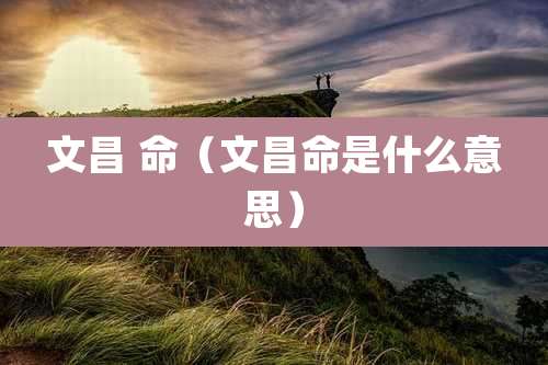 文昌 命(文昌命是什么意思)