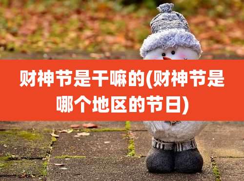 财神节是干嘛的(财神节是哪个地区的节日)