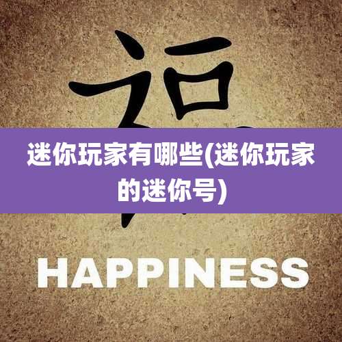 迷你玩家有哪些(迷你玩家的迷你号)