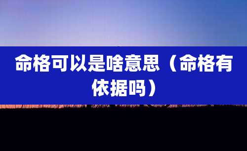 命格可以是啥意思(命格有依据吗)