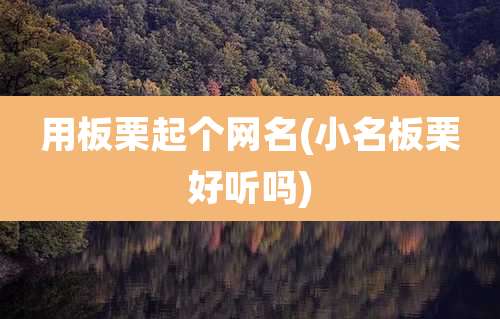 用板栗起个网名(小名板栗好听吗)