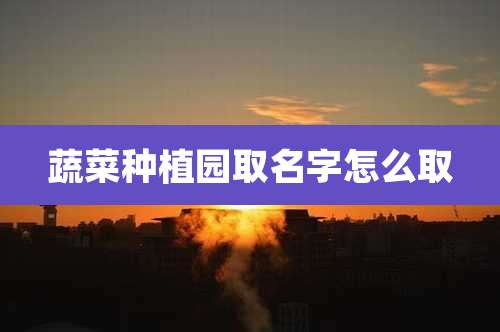蔬菜种植园取名字怎么取