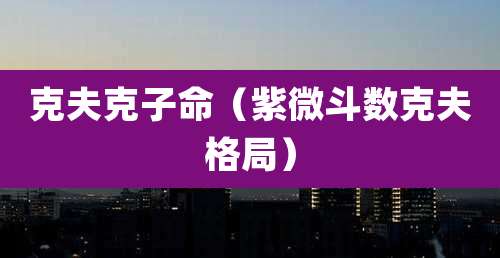 克夫克子命（紫微斗数克夫格局）