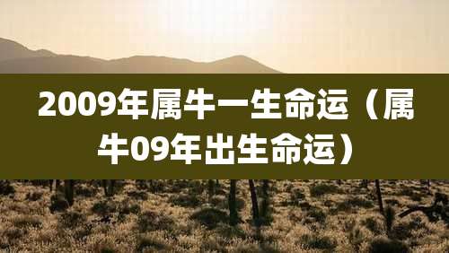 2009年属牛一生命运(属牛09年出生命运)