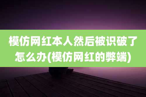 模仿网红本人然后被识破了怎么办(模仿网红的弊端)