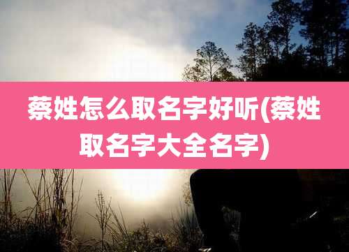 蔡姓怎么取名字好听(蔡姓取名字大全名字)