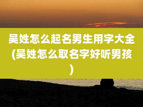 吴姓怎么起名男生用字大全(吴姓怎么取名字好听男孩)