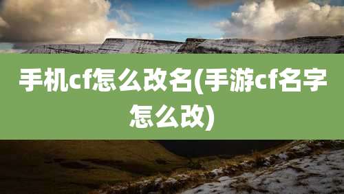 手机cf怎么改名(手游cf名字怎么改)