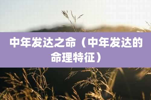 中年发达之命（中年发达的命理特征）