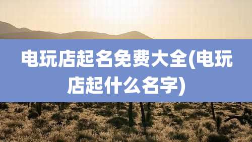 电玩店起名免费大全(电玩店起什么名字)