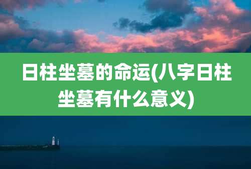 日柱坐墓的命运(八字日柱坐墓有什么意义)