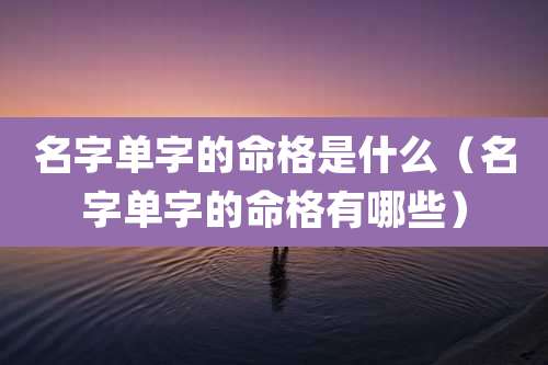 名字单字的命格是什么(名字单字的命格有哪些)
