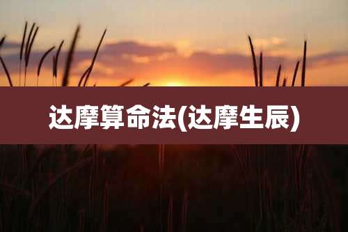 达摩算命法(达摩生辰)