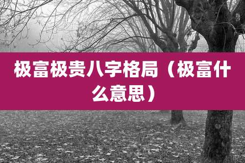 极富极贵八字格局(极富什么意思)