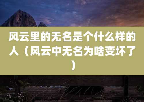 风云里的无名是个什么样的人(风云中无名为啥变坏了)