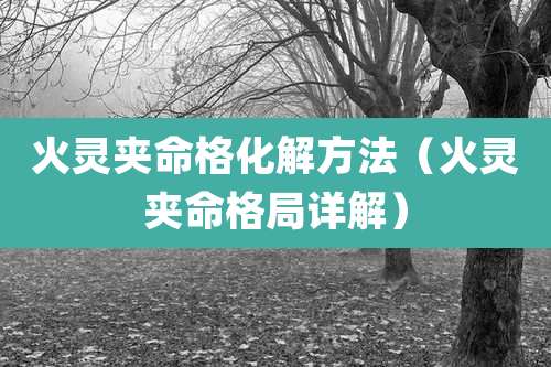 火灵夹命格化解方法（火灵夹命格局详解）