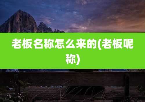 老板名称怎么来的(老板呢称)