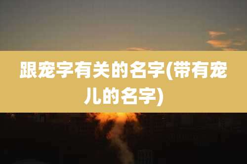 跟宠字有关的名字(带有宠儿的名字)