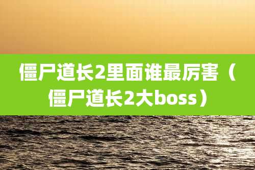 僵尸道长2里面谁最厉害（僵尸道长2大boss）