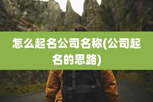 怎么起名公司名称(公司起名的思路)