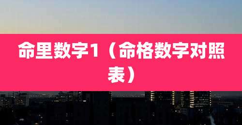 命里数字1（命格数字对照表）