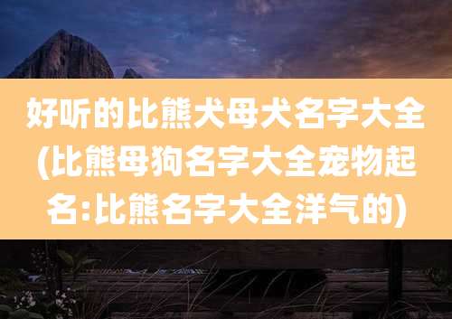 好听的比熊犬母犬名字大全(比熊母狗名字大全宠物起名:比熊名字大全洋气的)