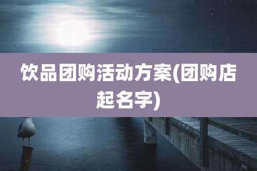 饮品团购活动方案(团购店起名字)
