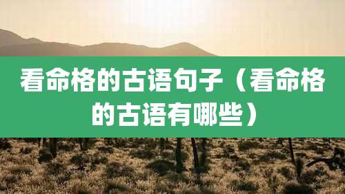 看命格的古语句子(看命格的古语有哪些)