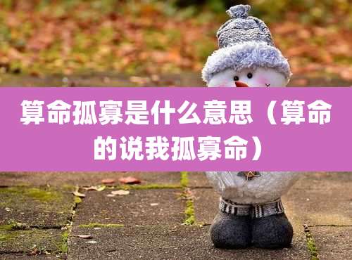 算命孤寡是什么意思(算命的说我孤寡命)