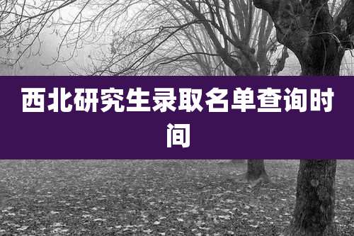 西北研究生录取名单查询时间