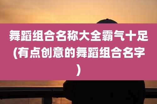 舞蹈组合名称大全霸气十足(有点创意的舞蹈组合名字)
