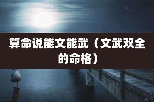 算命说能文能武（文武双全的命格）