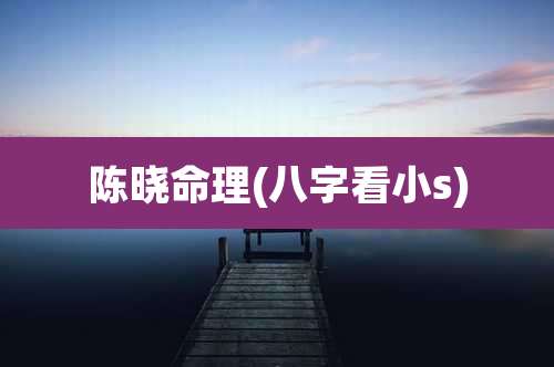 陈晓命理(八字看小s)