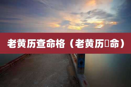 老黄历查命格(老黄历祘命)