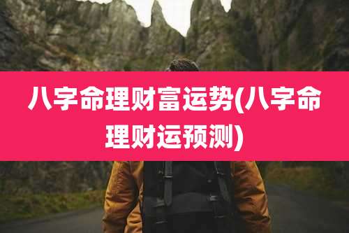 八字命理财富运势(八字命理财运预测)