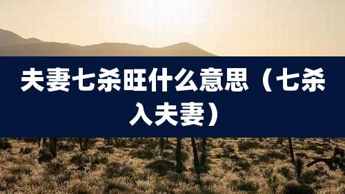 夫妻七杀旺什么意思(七杀入夫妻)