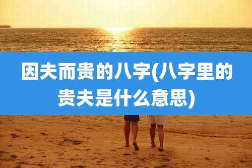 因夫而贵的八字(八字里的贵夫是什么意思)