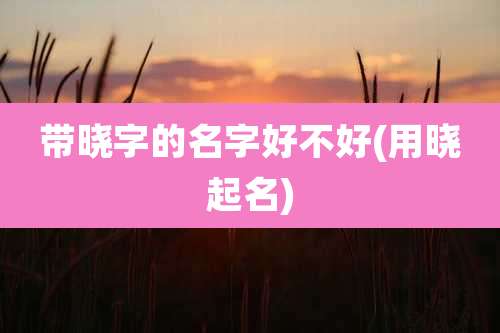 带晓字的名字好不好(用晓起名)