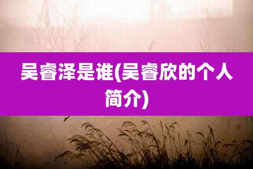 吴睿泽是谁(吴睿欣的个人简介)