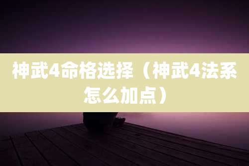 神武4命格选择(神武4法系怎么加点)