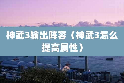 神武3输出阵容（神武3怎么提高属性）