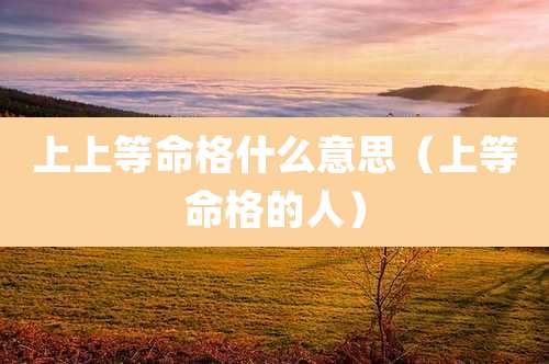 上上等命格什么意思（上等命格的人）